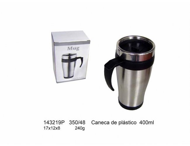 Caneca de Plstico e metal - Modelo INF 143219P    400ml