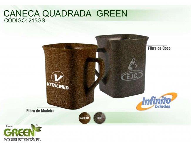 CANECA PLÁSTICA QUADRADA GREEN (250 ml) - INF G0215