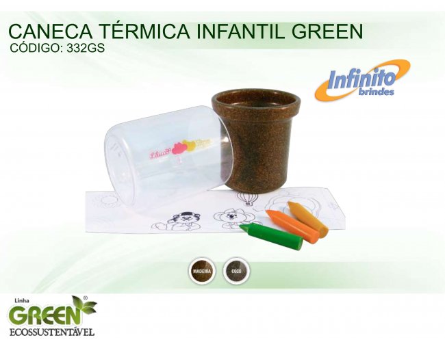 Caneca Térmica Infantil - Modelo INF 0332G GREEN ECOSSUSTENTÁVEL
