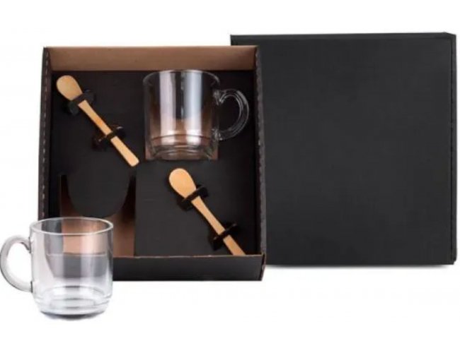 Kit Canecas Com Colheres - 4 Ps Modelo INF 9039F