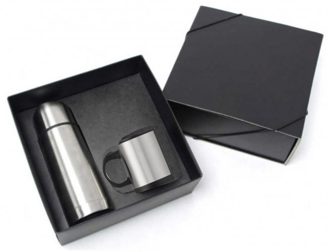 Kit Garrafa Trmica e caneca de Metal Modelo INF 10375