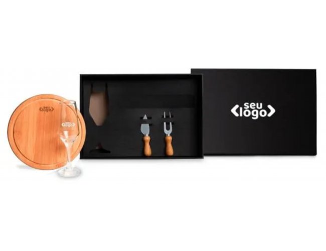 Kit Queijo Em Bambu e Taa  - 4 Peas Modelo INF 90347