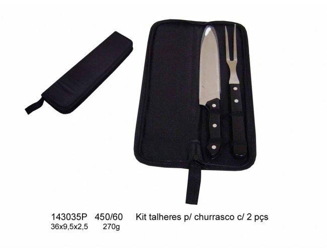 Kit Churrasco com 2 peas - Modelo 143035P (preto)