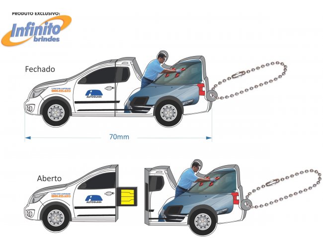 Pen drive Estilizado em acrlico - Modelo INF 10101 - Formato Carro