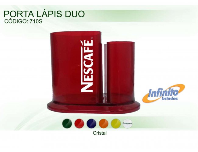 Porta Lápis Duo - Modelo INF 0710S  Duplo Cristal