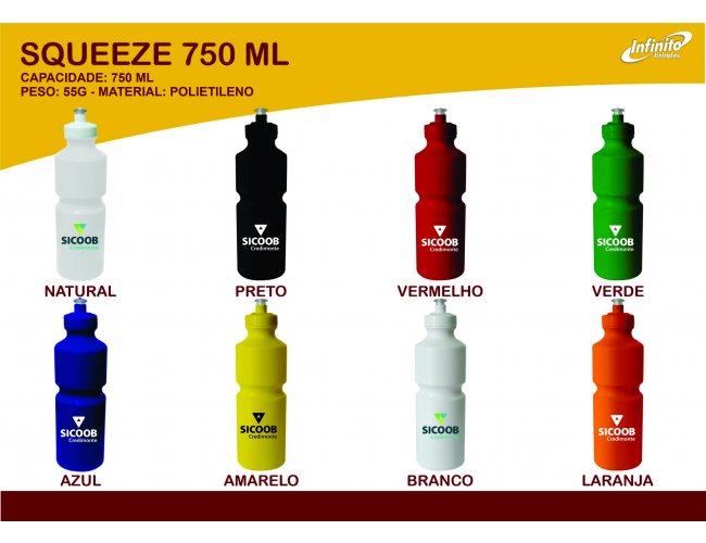 Squeeze Plástico 750ml - Modelo INF 0018R